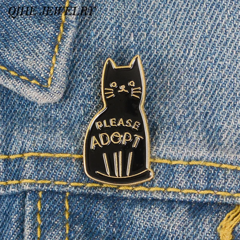 

QIHE JEWELRY Adopt a cat Rescue Love Brooches Dog Cat Animal Lovers Lapel pins Adopt Your Best Friend Pins Badges