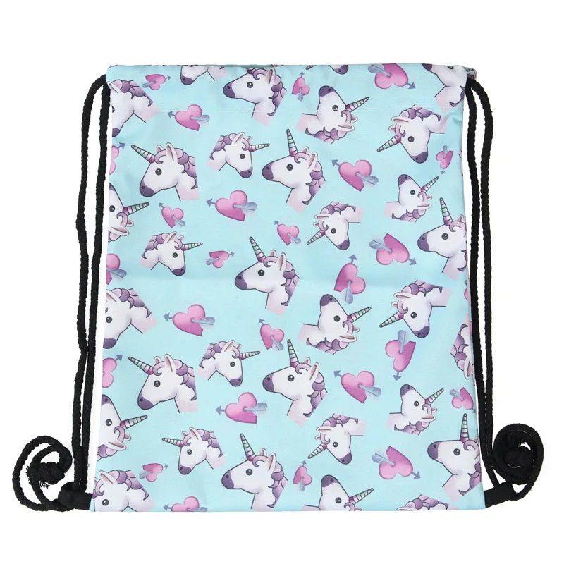 11 أنماط يونيكورن 3D الرقمية المطبوعة تخزين حقيبة أزياء المرأة الرباط التسوق الكتف حقيبة الشاطئ السفر الفتيات أحذية أكياس