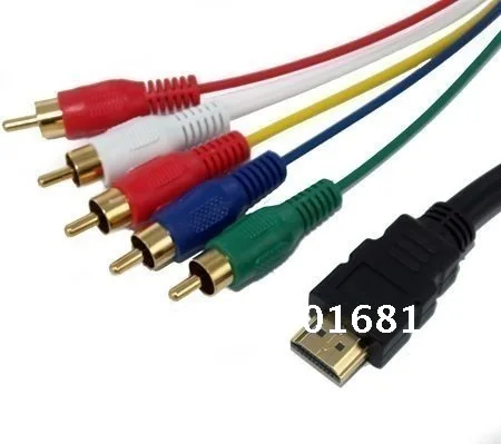 Best Price KUYiA free shipping HDMI Male to 5RCA Audio Video AV Component Cable Gold Plated