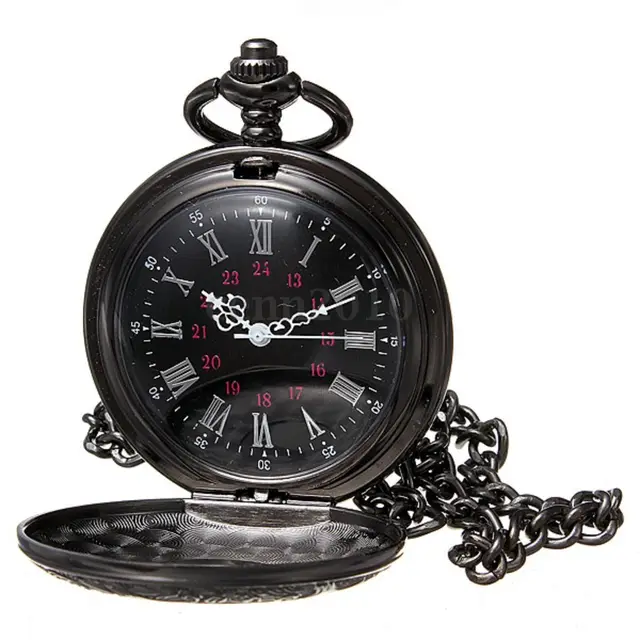 Pratico Vintage Steampunk Nero Numeri Romani Quarzo Della Collana Del Pendente D Pratico Vintage Steampunk Nero Numeri Romani Quarzo Della Collana Del Pendente D