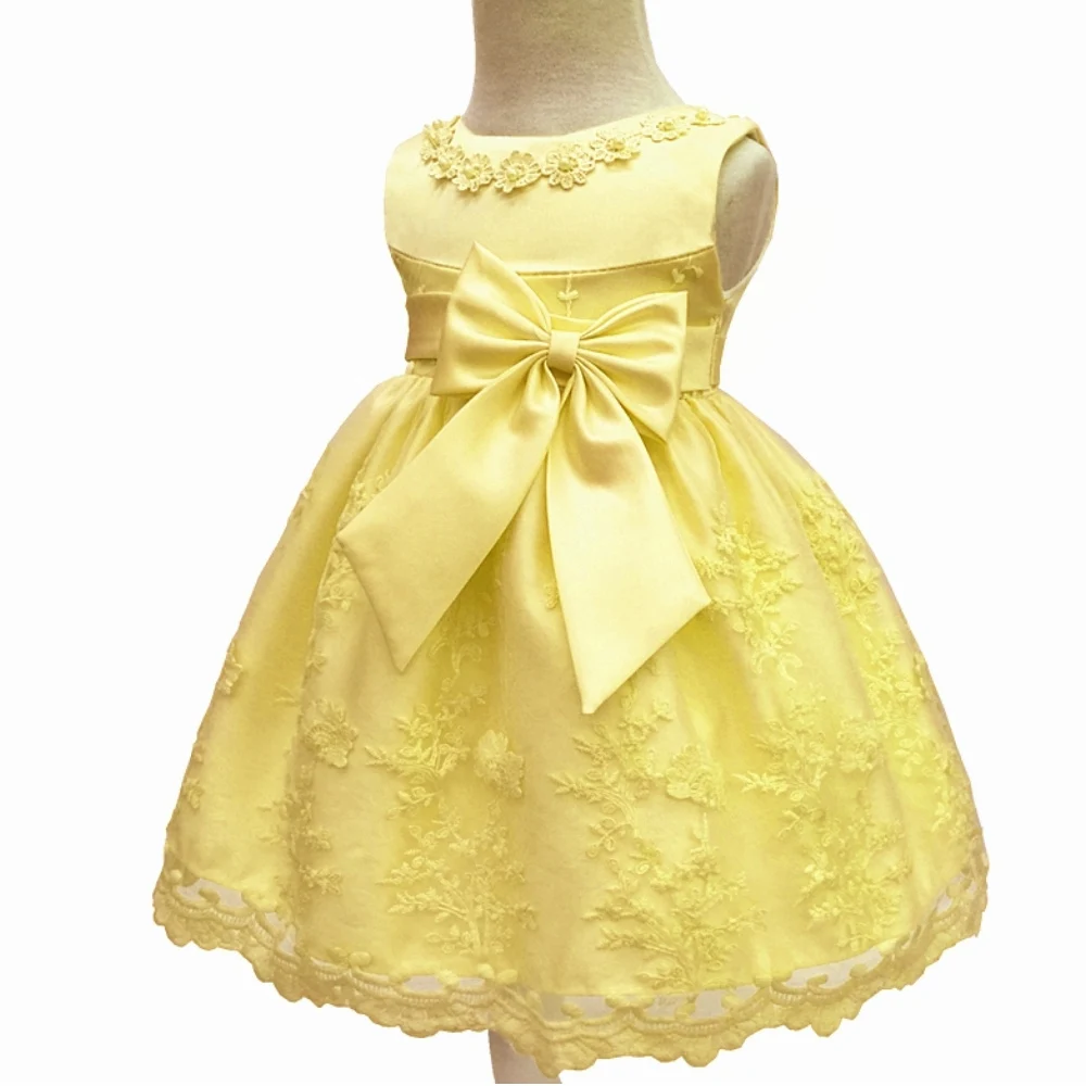 Factory Wholesale Cotton Lining Yellow Infant Dresses 2018 New Design