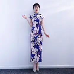 Шанхай история 2018 китайский Cheongsam платье с коротким рукавом Цветочные Qipao длинные китайский Восточный платье для женщин