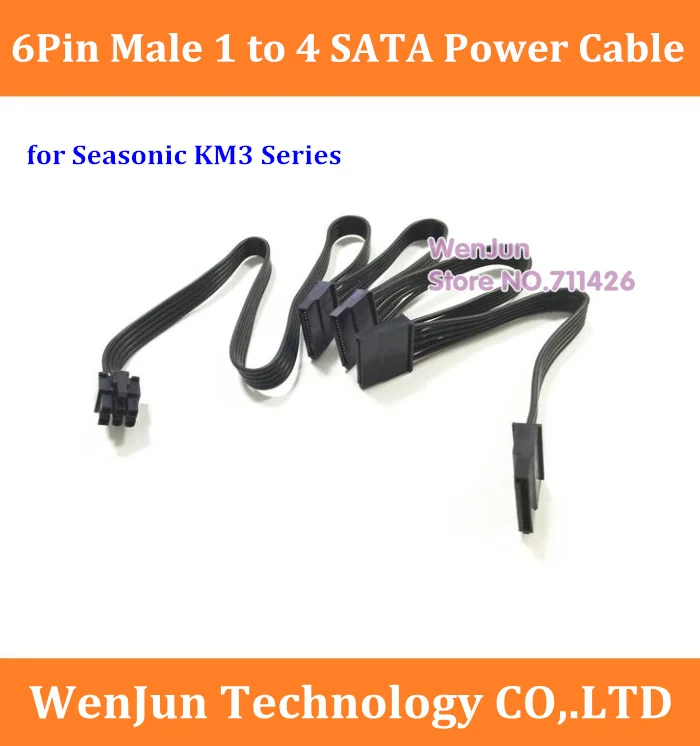 

NEW PCI-E 6Pin Male 1 to 4 SATA Modular Power Supply Adapter Cable Multiplier PCIe Graphics Card Power Port for for Seasonic KM3