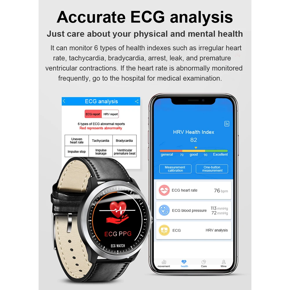 Smart Watch ECG+PPG Smart Fitness Band Heart Rate Monitor Blood Pressure Watch Waterproof Smartwatch for IOS Android Phone Watch