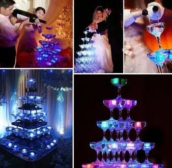 

led ice cubes 7 color changing night Light up LED Glow Ice Cubes lamp for wedding decoration party Beer glass Water induction