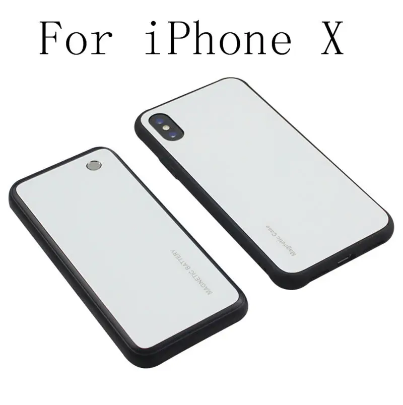 Магнитный беспроводной Чехол для зарядного устройства для iPhone 8 Plus внешний аккумулятор чехол для зарядки батареи для iPhone X XS чехол из закаленного стекла - Цвет: iX-White