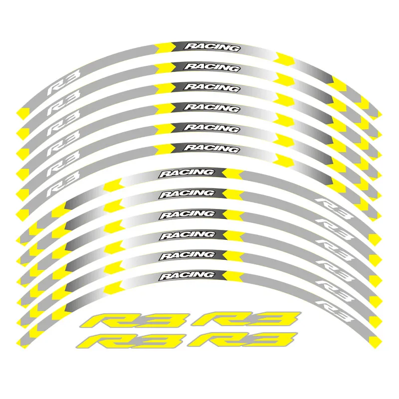 Новинка, высокое качество, 12 шт., подходит для мотоцикла, наклейка для колес, полоса, светоотражающий обод для YAMAHA YZF R3 YZFR3