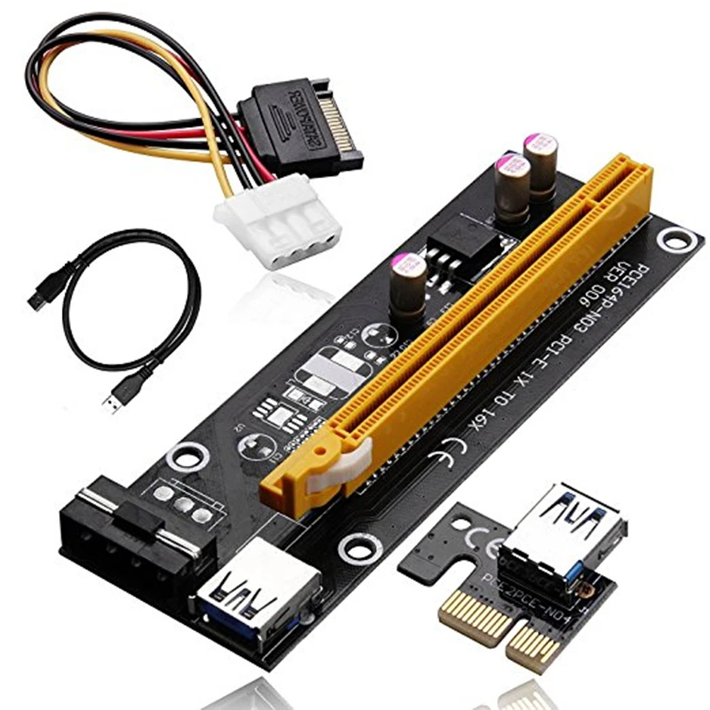 PCI E 16x to 1x Powered Riser Adapter Card USB 3.0 Extension Power GPU