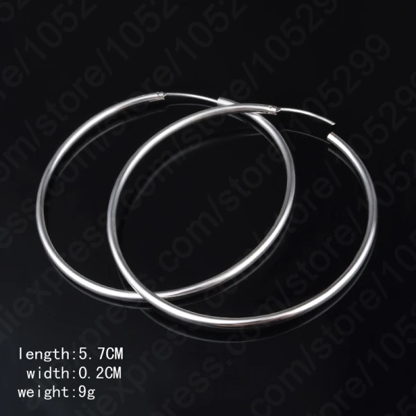 

5.7CM Large Diameter Circle Earrings Fashion Lady Wedding Party Accessories 925 Sterling Silver Accessories Top Sale