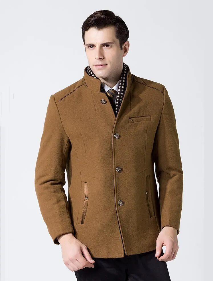 Шерстяное зимнее пальто Мужская Новая кашемировая куртка мужская повседневная ветровка длинный приталенный плащ толстое шерстяное пальто съемный шарф куртки