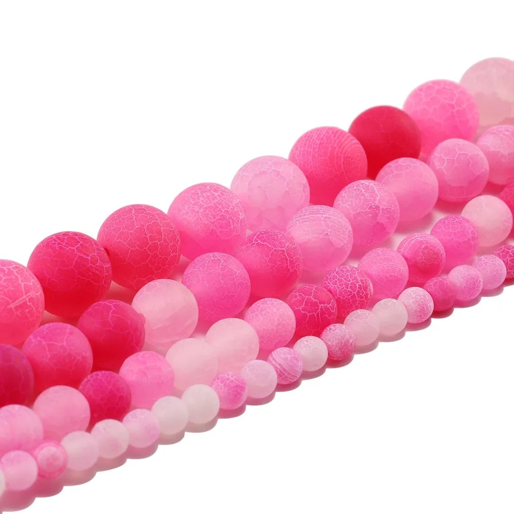

1strand/lot Rose Red Weathering Natural Stone Frost Crab Agates Round Spacer Bead 6 8 10 12MM Pick Size Veins Carnelian Agat DIY
