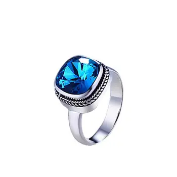 

New Arrival Solid Sterling Silver Blue Crystal Ring Women Fashion Ring