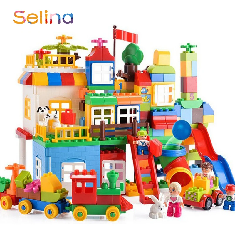 

210pcs Creative Duplo Building Blocks City Playground Park Model Big Size Bricks Toys for Children Early Education LegoINGlys