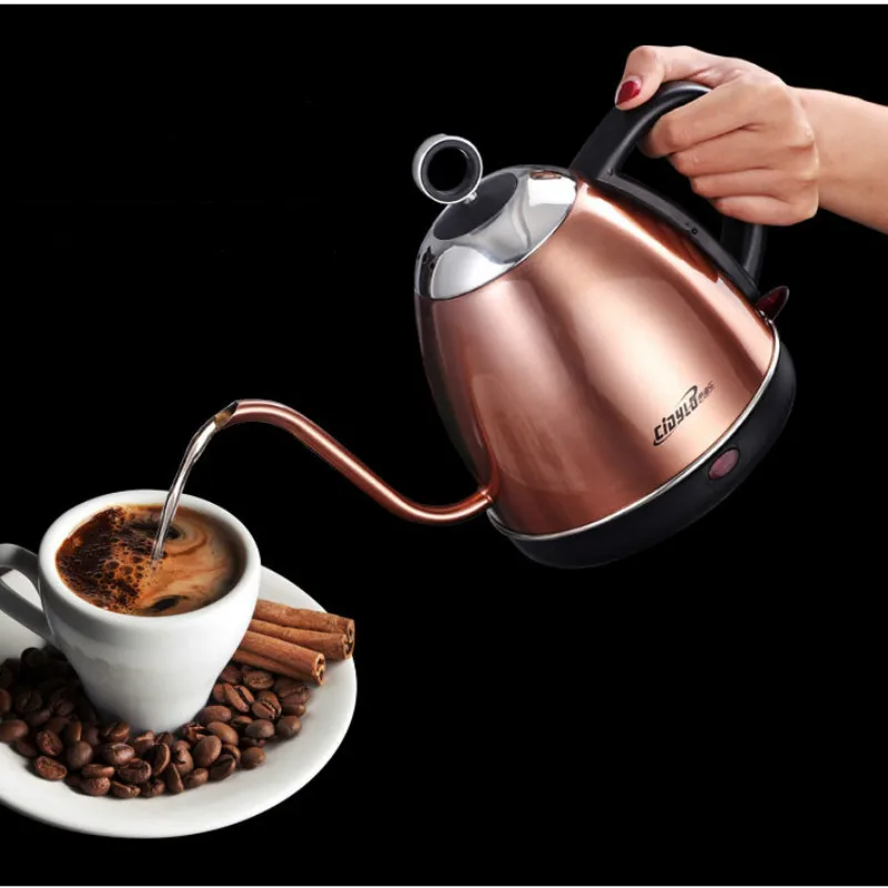 Высококачественный 1Л Электрический чайник из нержавеющей стали, чайник для капельного кофе, чайник V60, Кофеварка, бариста