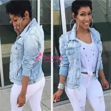 Женская куртка, прямая, специальное предложение, хлопок, карманы, полный однотонный воротник, большой размер, Женская куртка с отверстиями