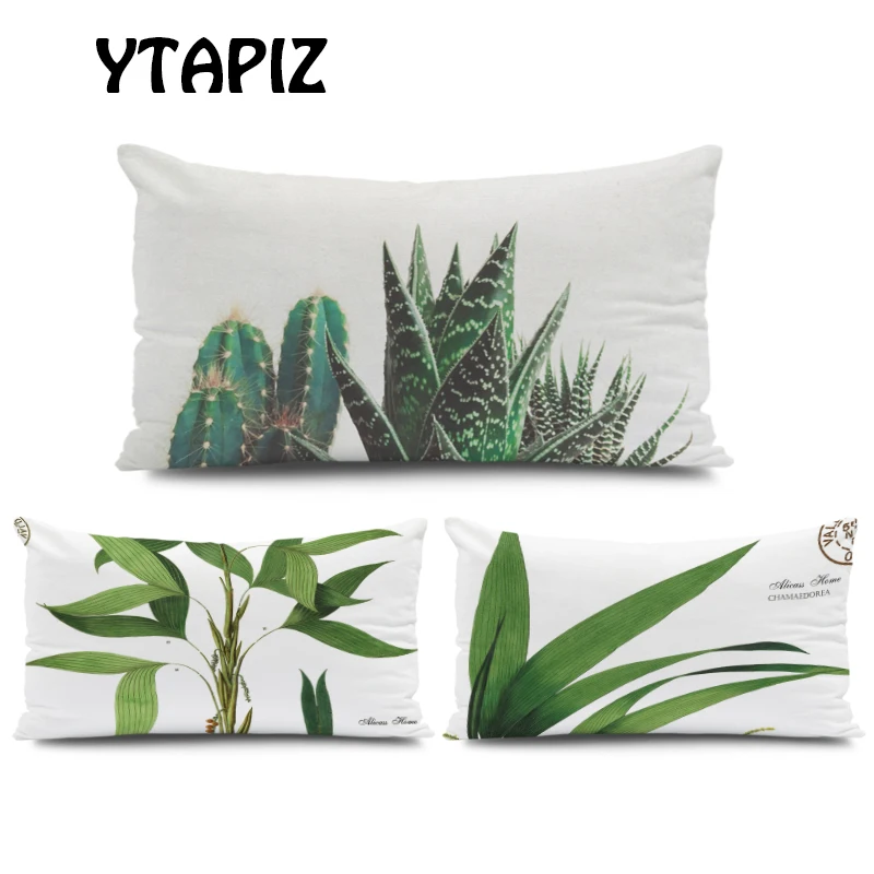 

Various Green Small Plants Lumbar pillow Rectangular 30x50cm Velvet cactus green potted brown prickly Decoration Cushion Covers