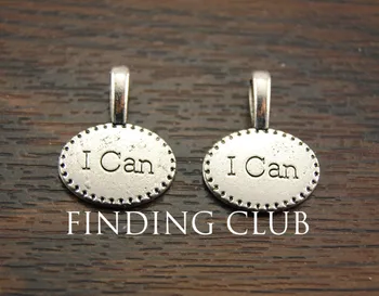 

20 pcs Silver Color I Can Charm Pendant Fit Bracelets Necklace DIY Metal Jewelry Making 21x16mm A104