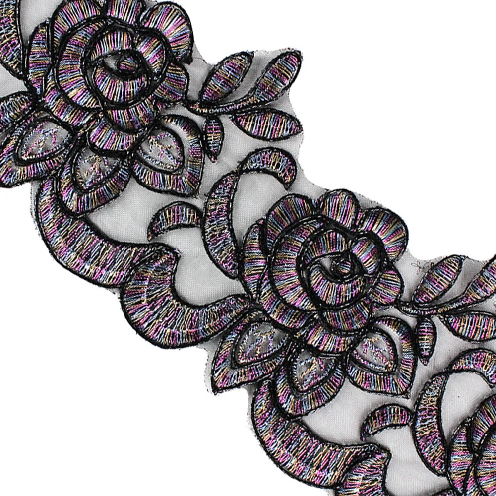 10yards-Flower-Embroidery-Applique-Lace-Fabric-Trim-Lace-Cord-Ribbon-Trimming-Tape-Motif-Craft-Clothes-Decorated