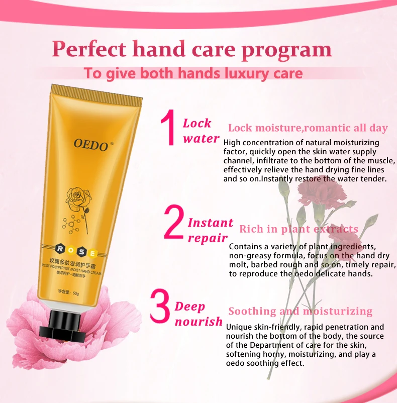 Buy 3 Get 1 Gift Hand Cream Rose Polypeptide Moist Repair Nourishing Whitening Anti Chapping-Wrinkle Improve Drying Skin Care