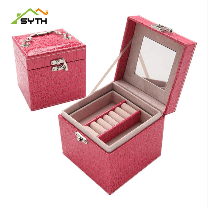 SYTH 2018 Large Best Selling Fashion Square Jewelry Box Simple layout 3 Layers Tray Holder Storage organizador | Дом и сад