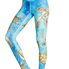 Женские леггинсы для упражнений с рисунком морской черепахи, быстросохнущие брюки длиной до щиколотки, брюки ropa mujer