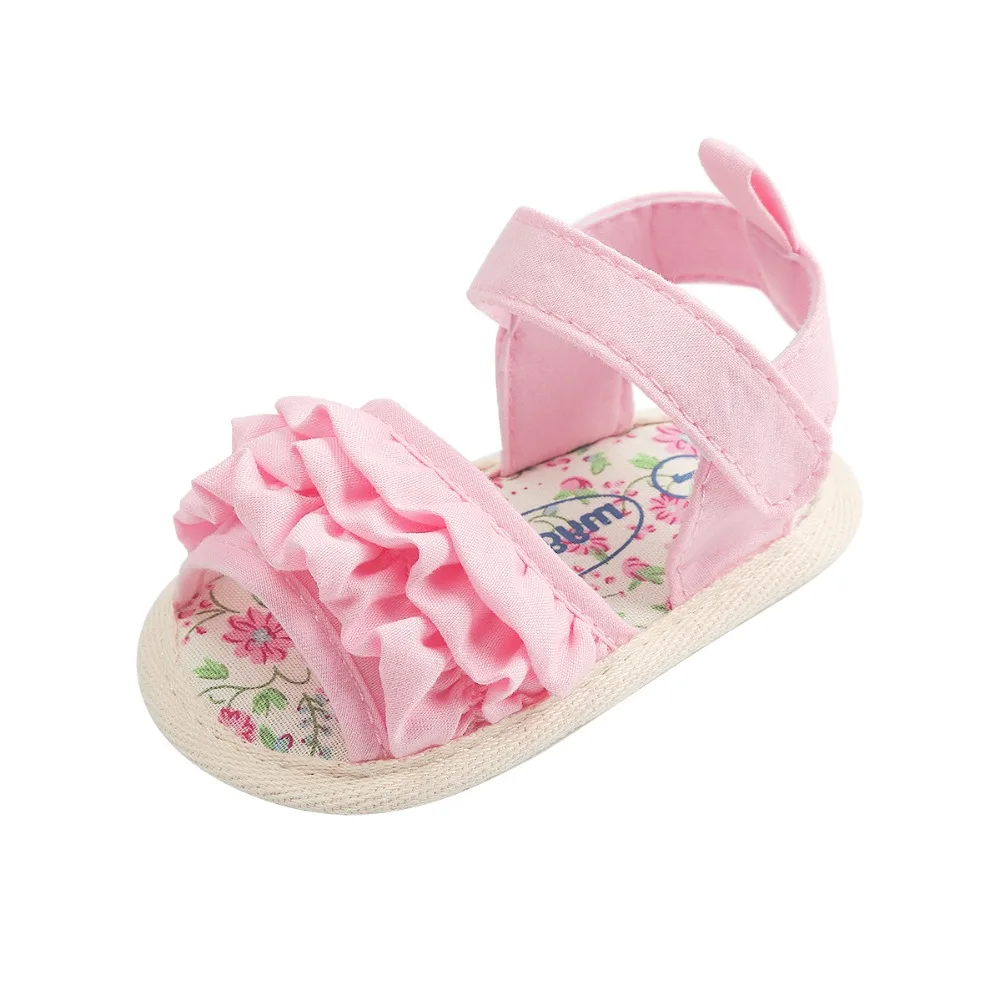 Розовый малыш сандалии для маленьких девочек первые ходунки обувь лето обувь для новорожденных Младенческая мягкая подошва Нескользящая