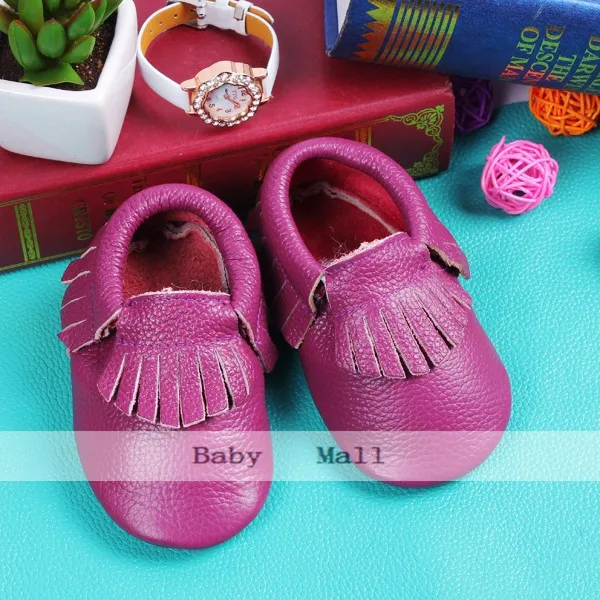 Cores de Couro Macio do Bebê Caminhantes da Criança do Bebê Genuíno Menino Sapatos Primeiros Mocassins Anti-deslizamento Infantil Franja 24 18 Primeiros caminhantes
