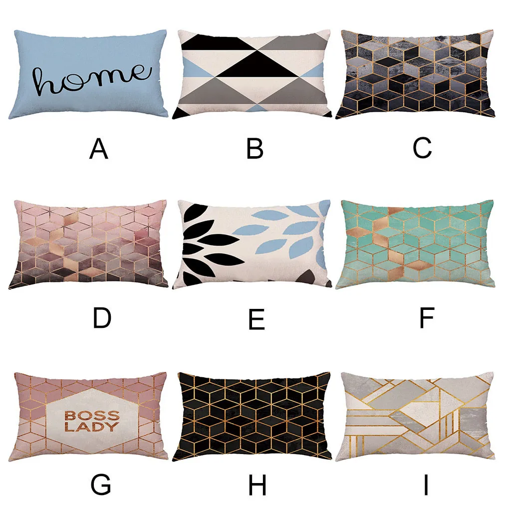 

30x50cm Cushion Cover Home Letters Printed Pillow Case Geometric Style Short plush Decorative Pillowcase For Home Sofa Decor