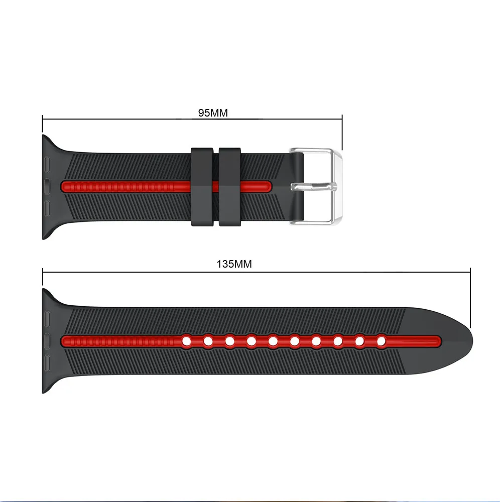 Спортивный мягкий силиконовый ремень для Apple Watch band Series 1 2 3 4 5 38 мм 42 мм 44 мм 40 мм сменный Браслет ремешок для часов