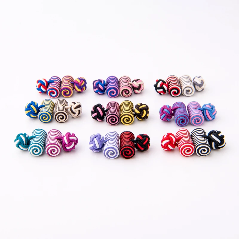 

Classical Silk Knots Cylinder Cufflinks Mixed Color DIY Cuff Links Button For Shirt Birthday Gift Business Free Shipping
