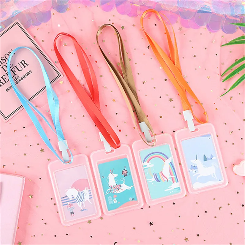 Creative Transparent Card Holder Clip Case Women Portable Lovely Bus ID