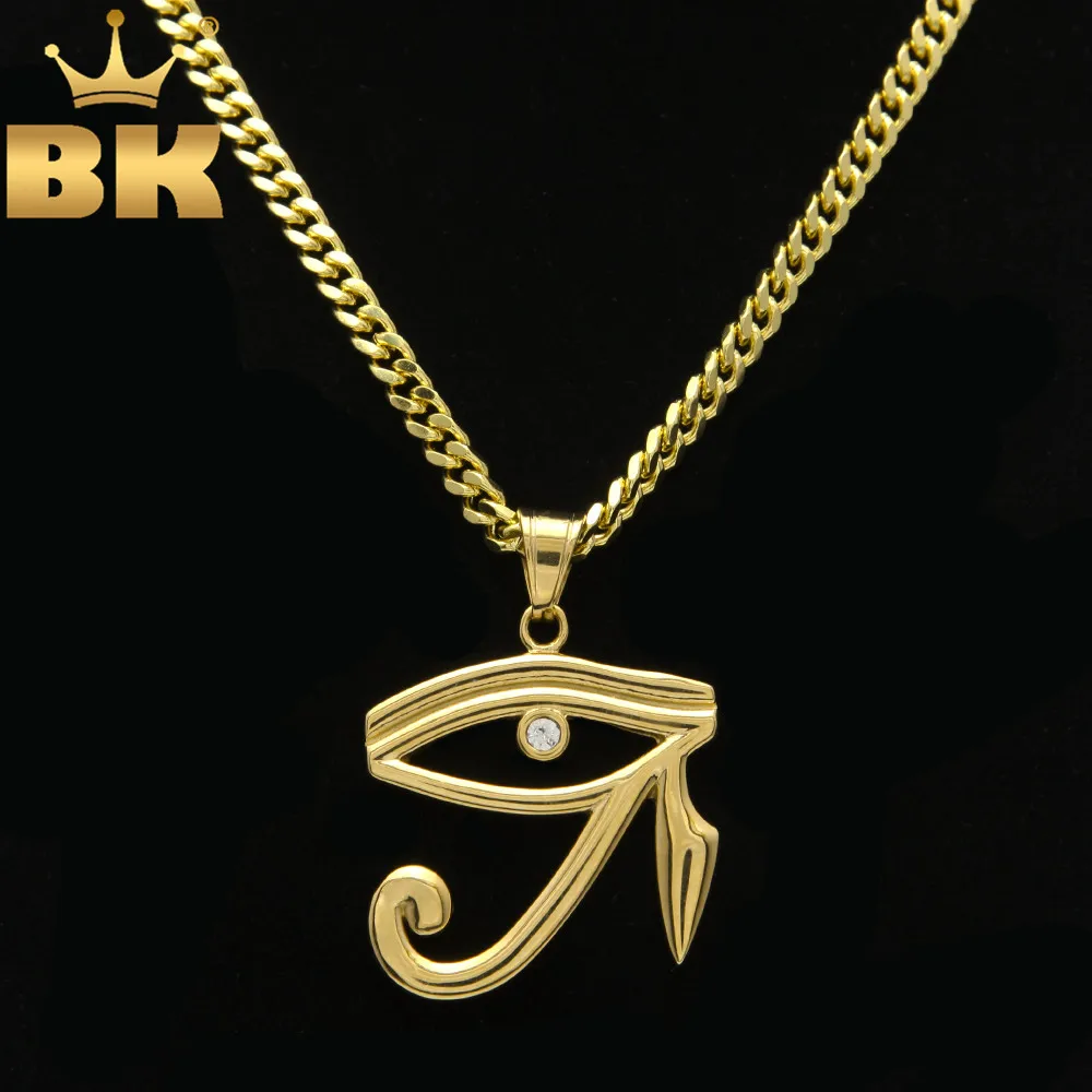 

Male The New Style Stainless steel Gold Color Pharaoh Of Egypt The Patron Saint Of The Eye Of Horus Amulet God Eye Pendant