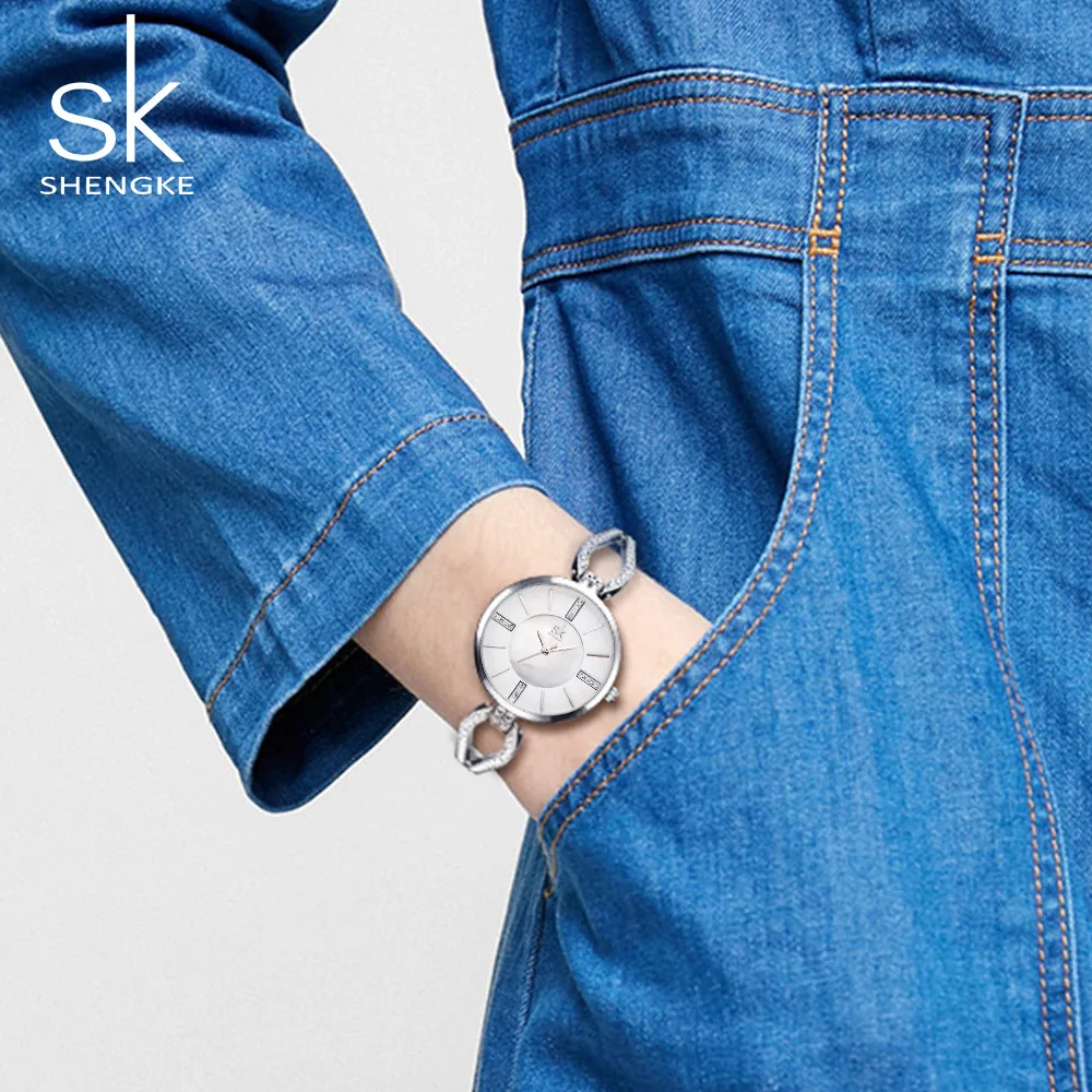 

Shengke Luxury Brand Women Watches Diamond Dial Bracelet Wristwatch For Girl Elegant Ladies Quartz Watch Female Dress Watch SK