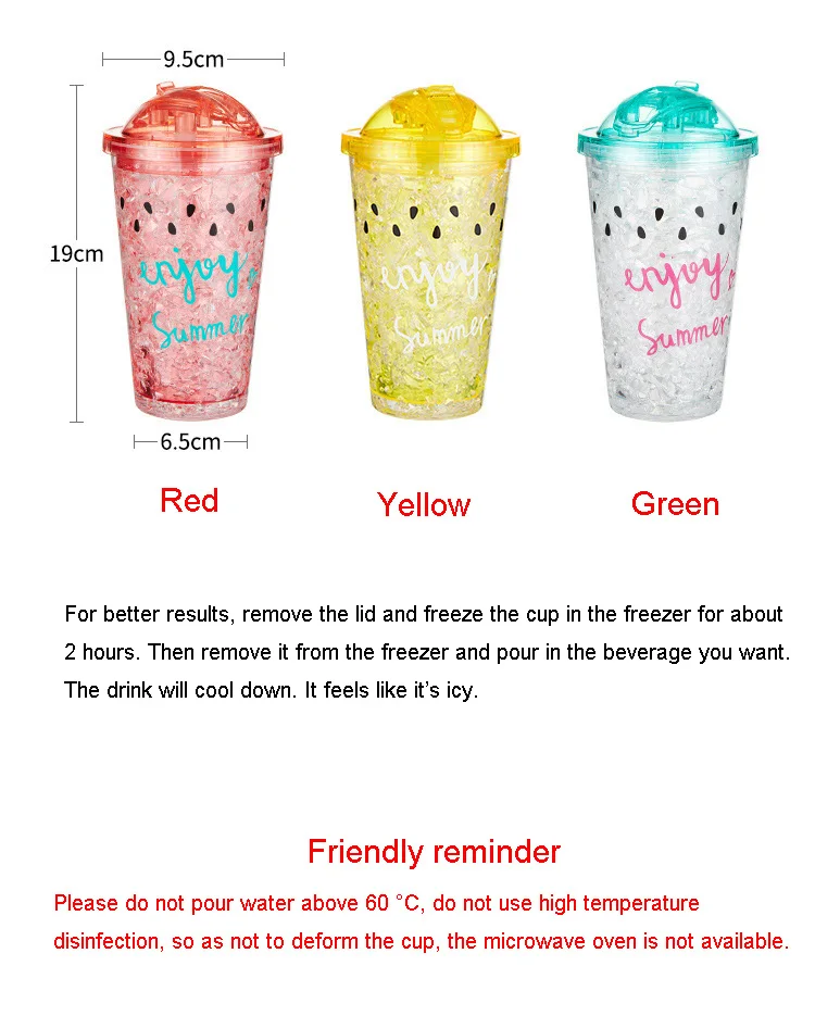 Straw Broken Ice Water Bottles Watermelon Iced Plastic Kettle Office Home Creative Juice Drink Milk Water Bottle With Lid - 600Ml 5 Straw Broken Ice Water Bottles Watermelon Iced Plastic Kettle Office Home Creative Juice Drink Milk Water Bottle With Lid - 600Ml