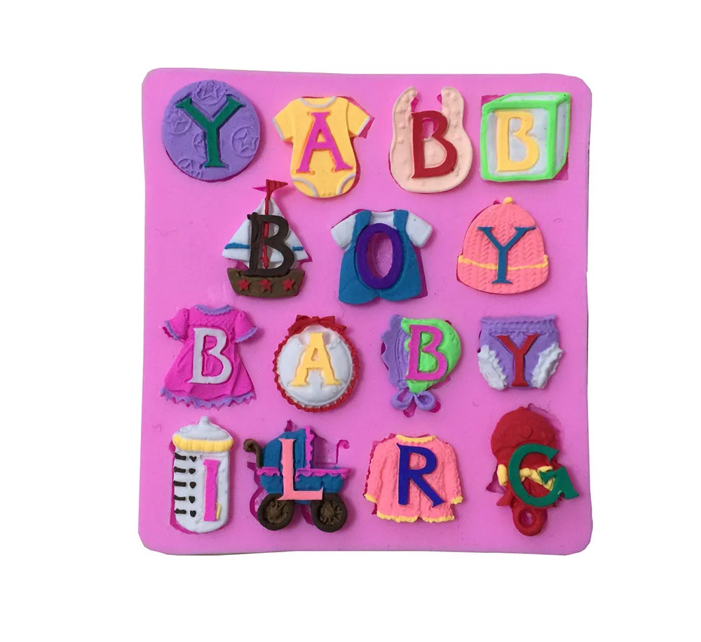 

Kitchen DIY Creative 3D Silicone Cake Mold Alphabet Baby Clothes Baby Fondant Mold A782
