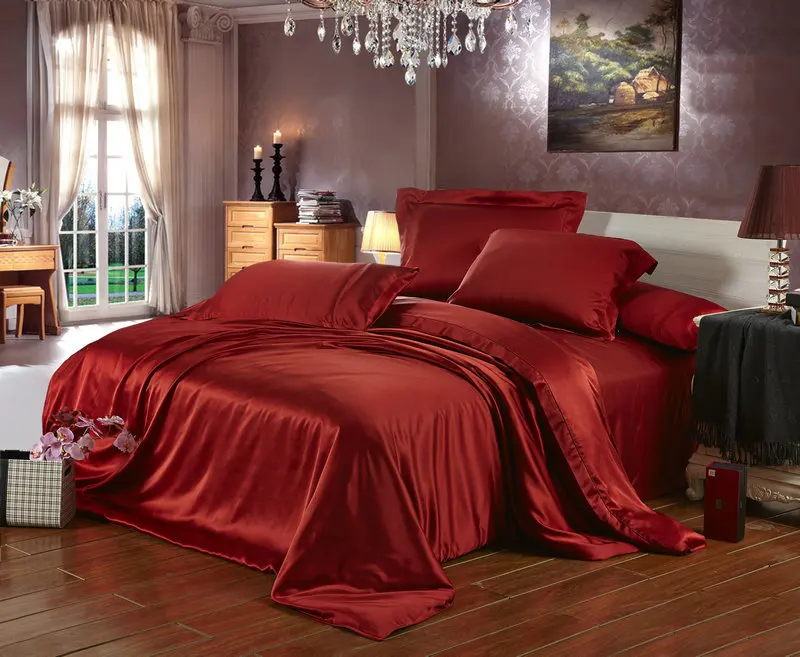 100 mulberry silk bedding set 19 mm seamless super king size king silk sheets