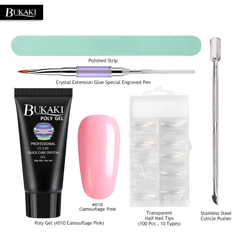 BUKAKI 5pcs Polygel Nail Extension Sets Nail Builder Poly Gel Nail Art