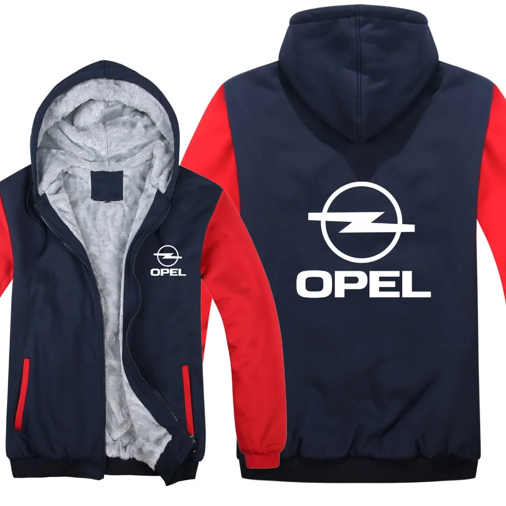 Для мужчин повседневное шерстяная подкладка флис утолщаются OPEL кофты с капюшоном Opel толстовки куртка человек пальт