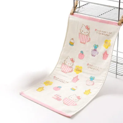 50*25 см Kawaii Kitty Cat детское Хлопковое полотенце для рук. Мультяшное детское Спортивное пляжное полотенце s. Моющаяся ткань для кухни и ванной - Цвет: pink