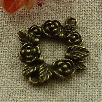 

105 pieces bronze plated flower connectors 27x24mm #2850