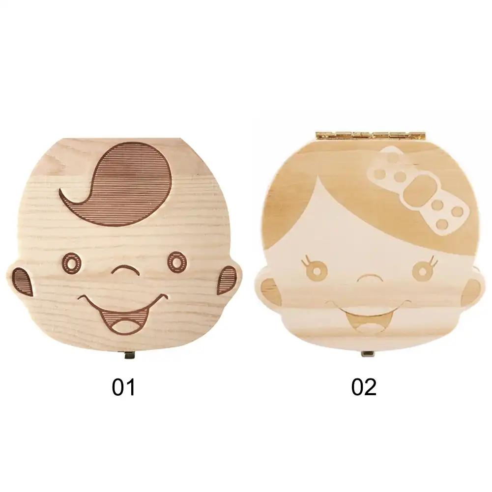 Creative Baby Teeth Box Saver Storage Box Wooden Children Teeth Holder Organize Box Milk Teeth Keepsake for Girls Boys