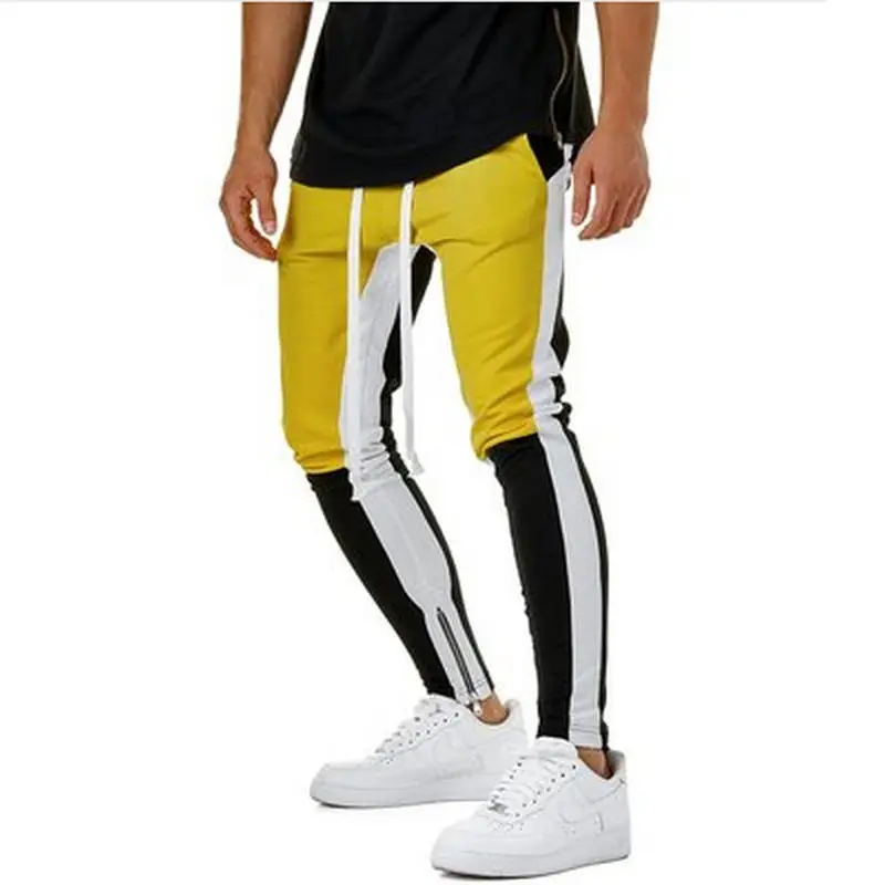 2018 New Spring Jogger Pants Men Cotton Patchwork Sweatpants Fitted Sweat Pants Active Casual Trousers Track Pant