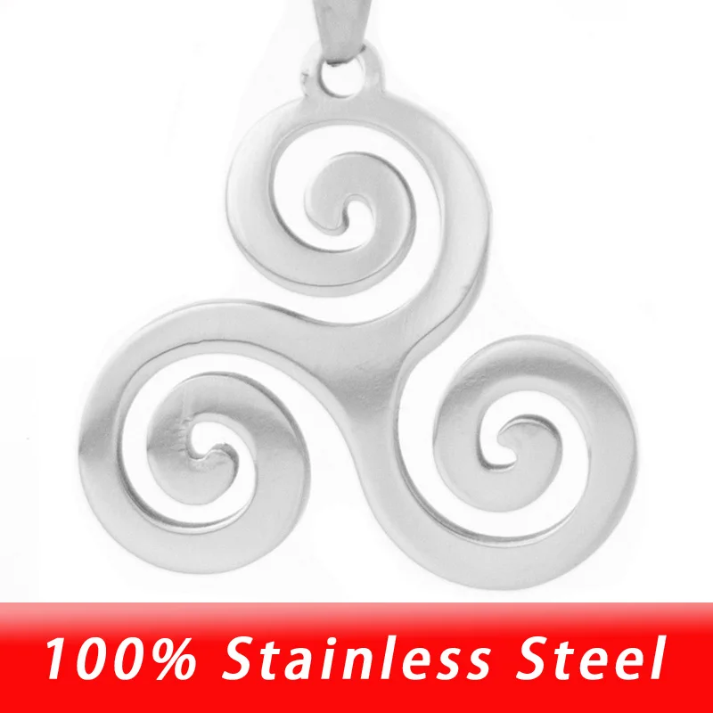 

100% Stainless Steel Celtic Triskele Spiral Pendant Celtic Knot Triangle Charms Pendants & Neckalces High Polish Wholesale 10pcs