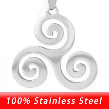 

100% Stainless Steel Celtic Triskele Spiral Pendant Celtic Knot Triangle Charms Pendants & Neckalces High Polish Wholesale 10pcs