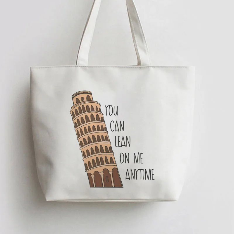 Вы можете положиться на меня в любое время-Tower of Pisa Холщовая Сумка-тоут сумка для покупок с персонажем из мультфильма школьная сумка на плечо GA1261 - Цвет: 1