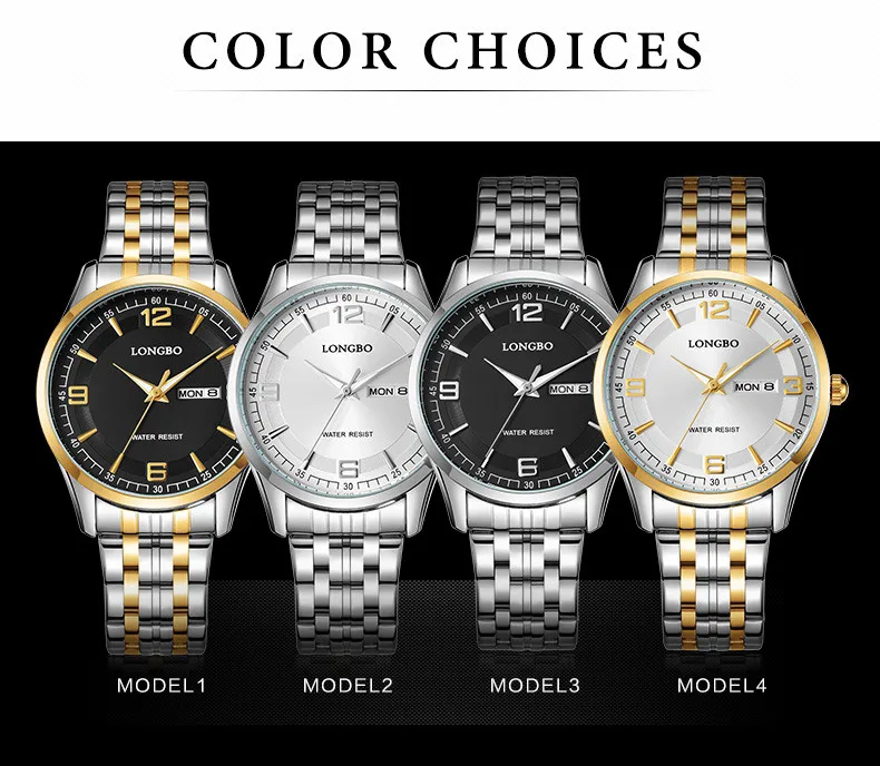 Модные брендовые часы LONGBO, Новое поступление, спортивные часы для отдыха, полностью стальные, с автоматическим календарем, наручные часы, качественные женские часы 80145