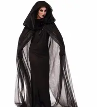 Fantasia Black Fallen Angel костюм прозрачный сетчатый с длинным рукавом неровный подол нарядное платье Темный ангел Хэллоуин костюм