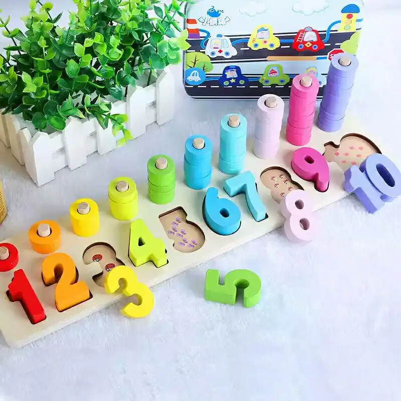 

Souptoys Wooden Blocks Toys Digital Geometry Toy Children's Educational Toy For Baby Boy Girl Gift Early Education Intelligence