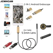 Jcwhcam 1 м/2 м/5 м/10 м ПК Android эндоскопа 5.5 мм объектив USB эндоскопа камера Водонепроницаемый инспекции бороскоп OTG USB автомобиль эндоскоп