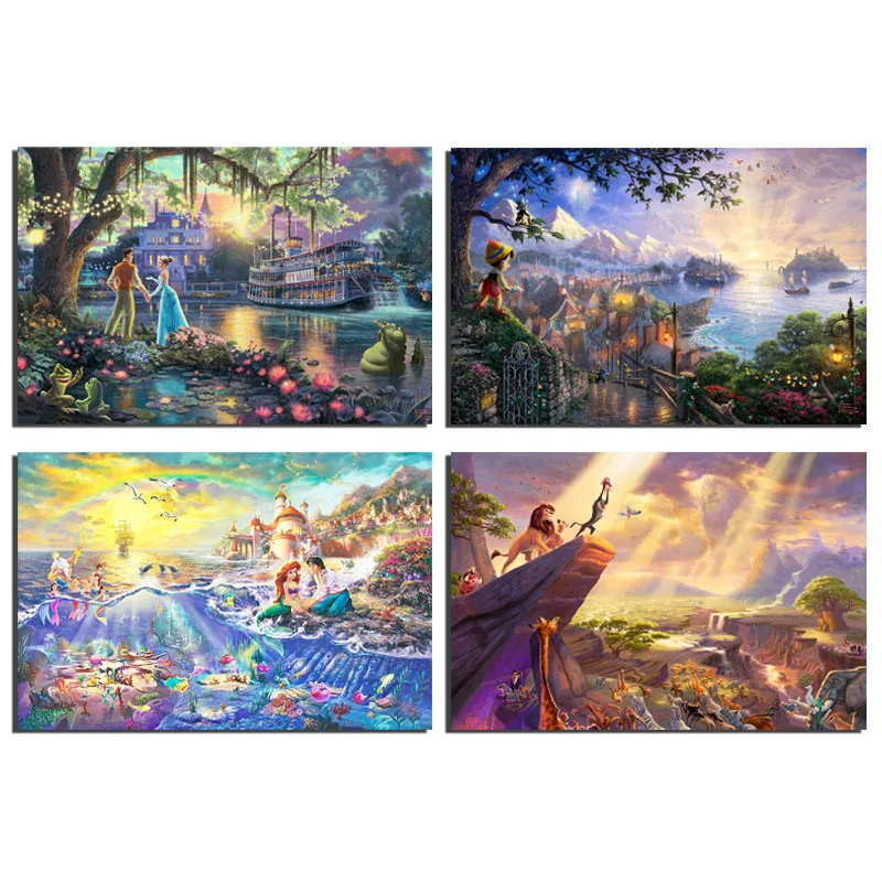 

Thomas Kinkade Pocahontas Beauty And The Beast Sleeping Beauty Art Canvas Poster Painting Wall Picture Print Home Bedroom Decor